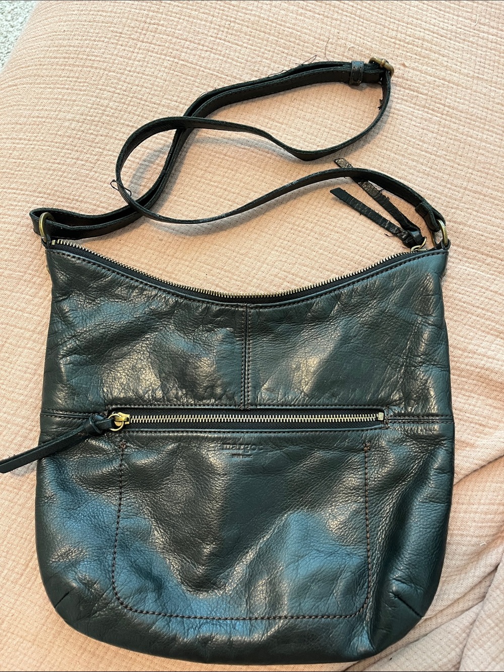 Margot Black Leather Crossbody Shoulder Bag